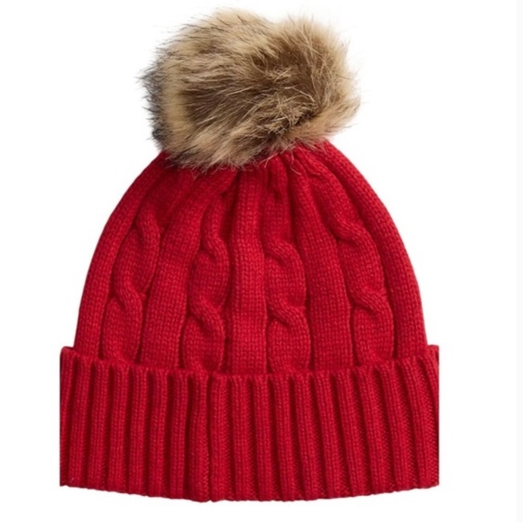 Vintage Ralph Lauren Pom Pom Cable Knit Logo Patch Red  display picture 1
